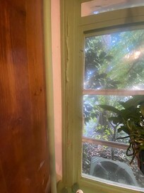 Paint coming off everywhere and on ceiling, glad we didn't have young children.