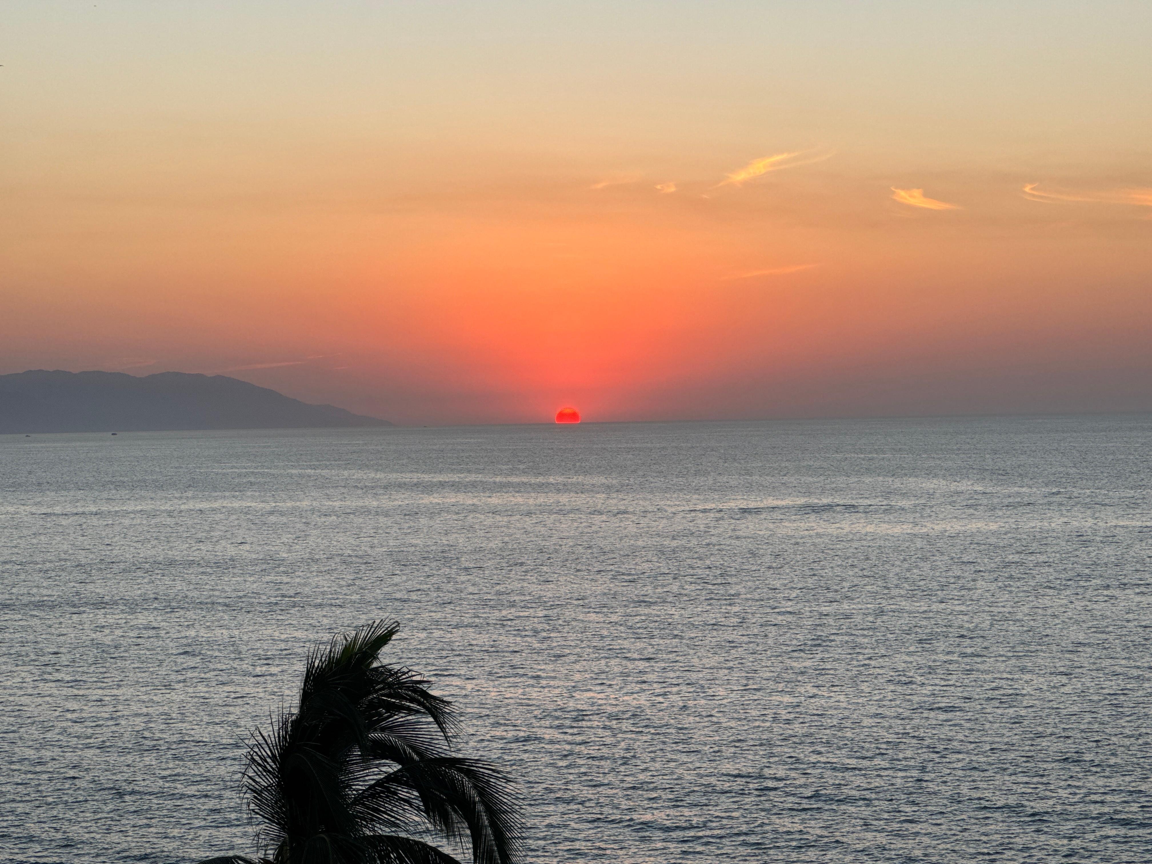 Sunset from the rooftop pool deck. 