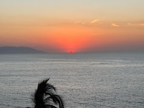 Sunset from the rooftop pool deck.