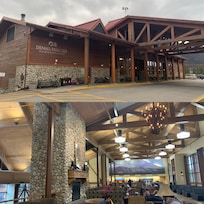 Front of lodge and interior.