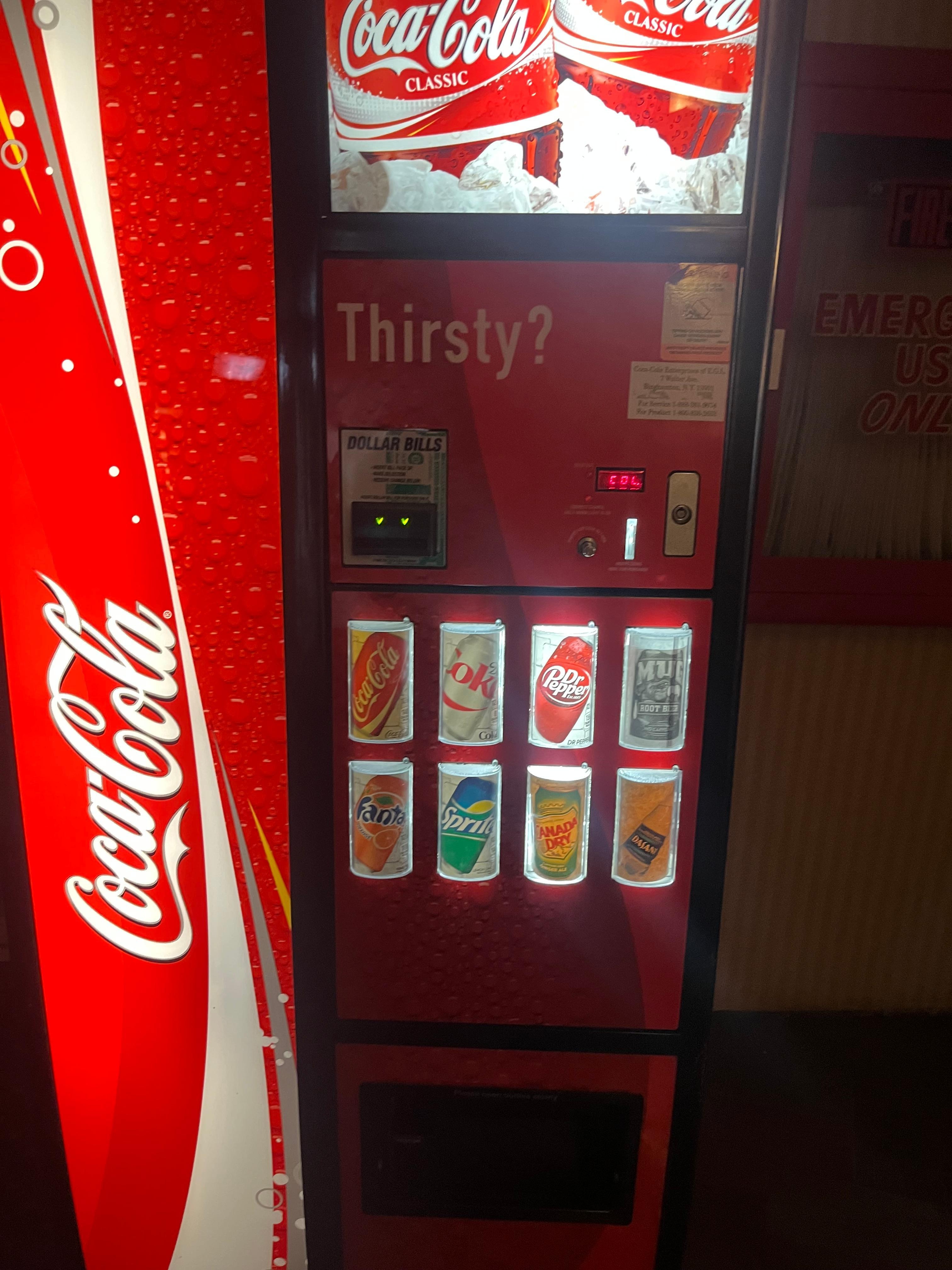 Broken empty or when you did find soda it was hot. 