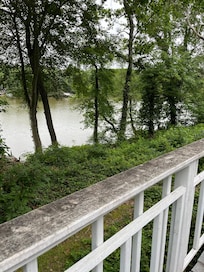 The deck is really big and there’s a large assortment of chairs to relax in.