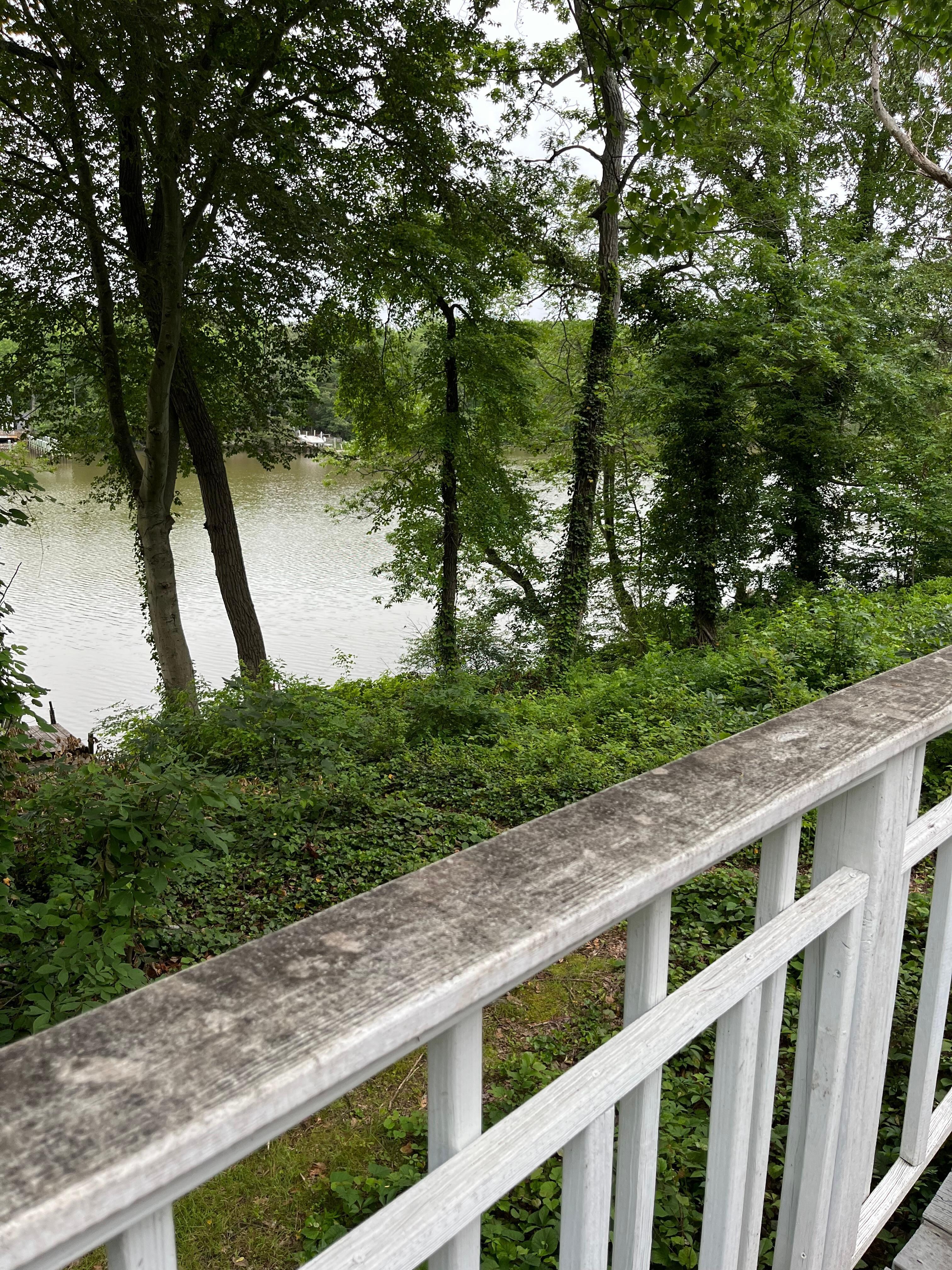 The deck is really big and there’s a large assortment of chairs to relax in. 