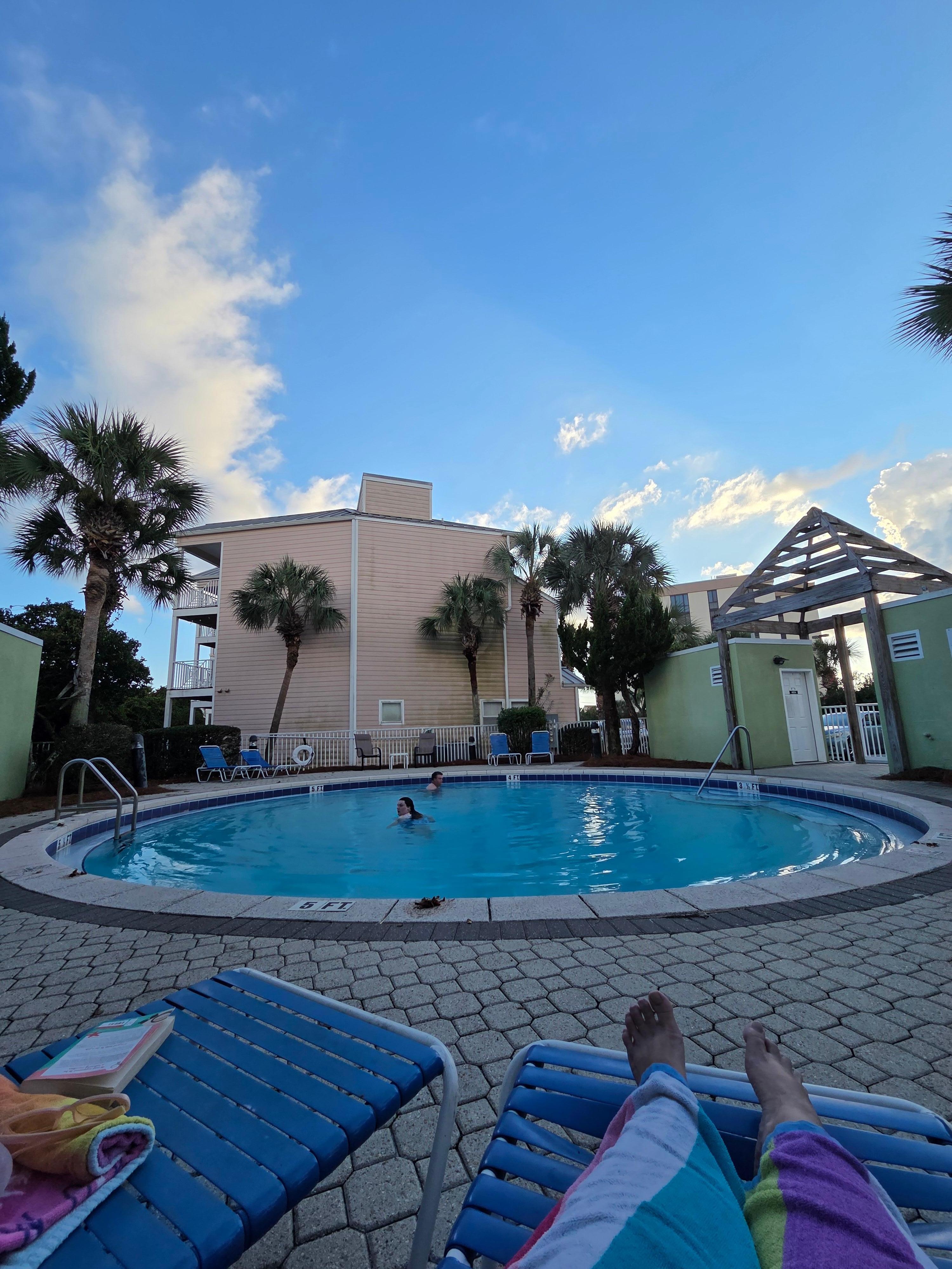 Heated pool. We stayed end of October and were able to swim every day