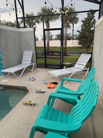 Pool deck in back yard