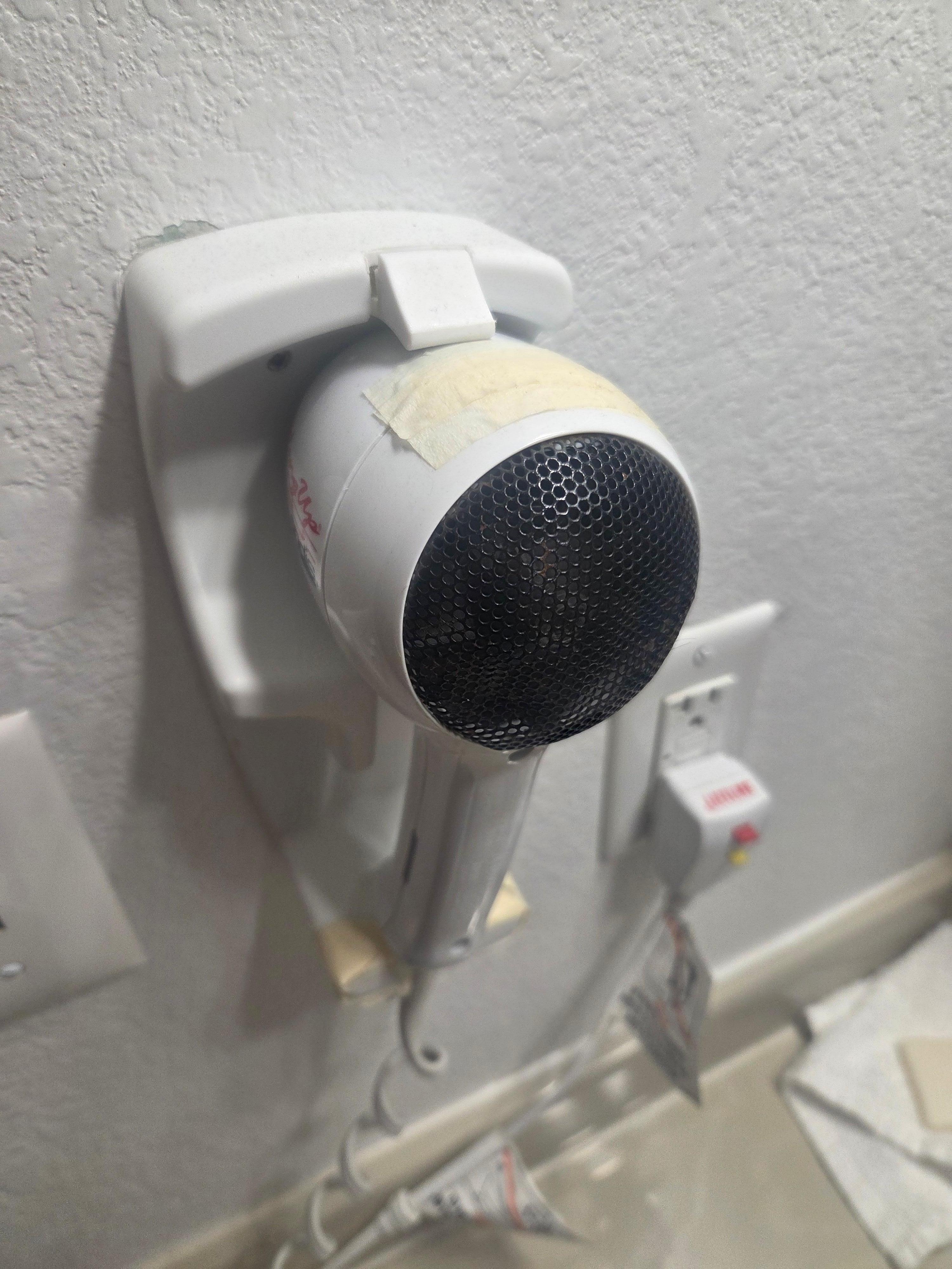 Masking tape on hair dryer