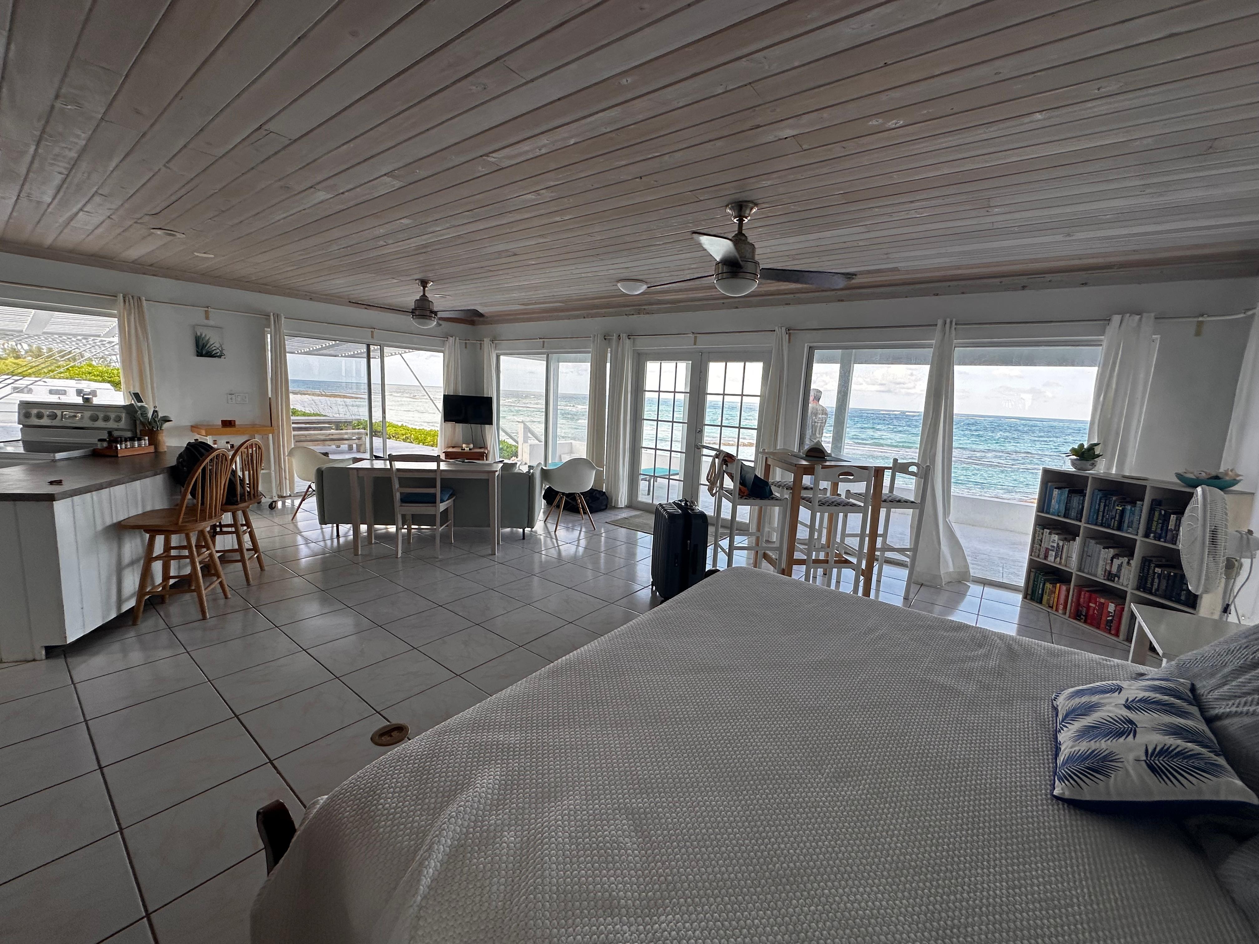 View of ocean from the bed 