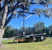 A replica sailboat they have on the property