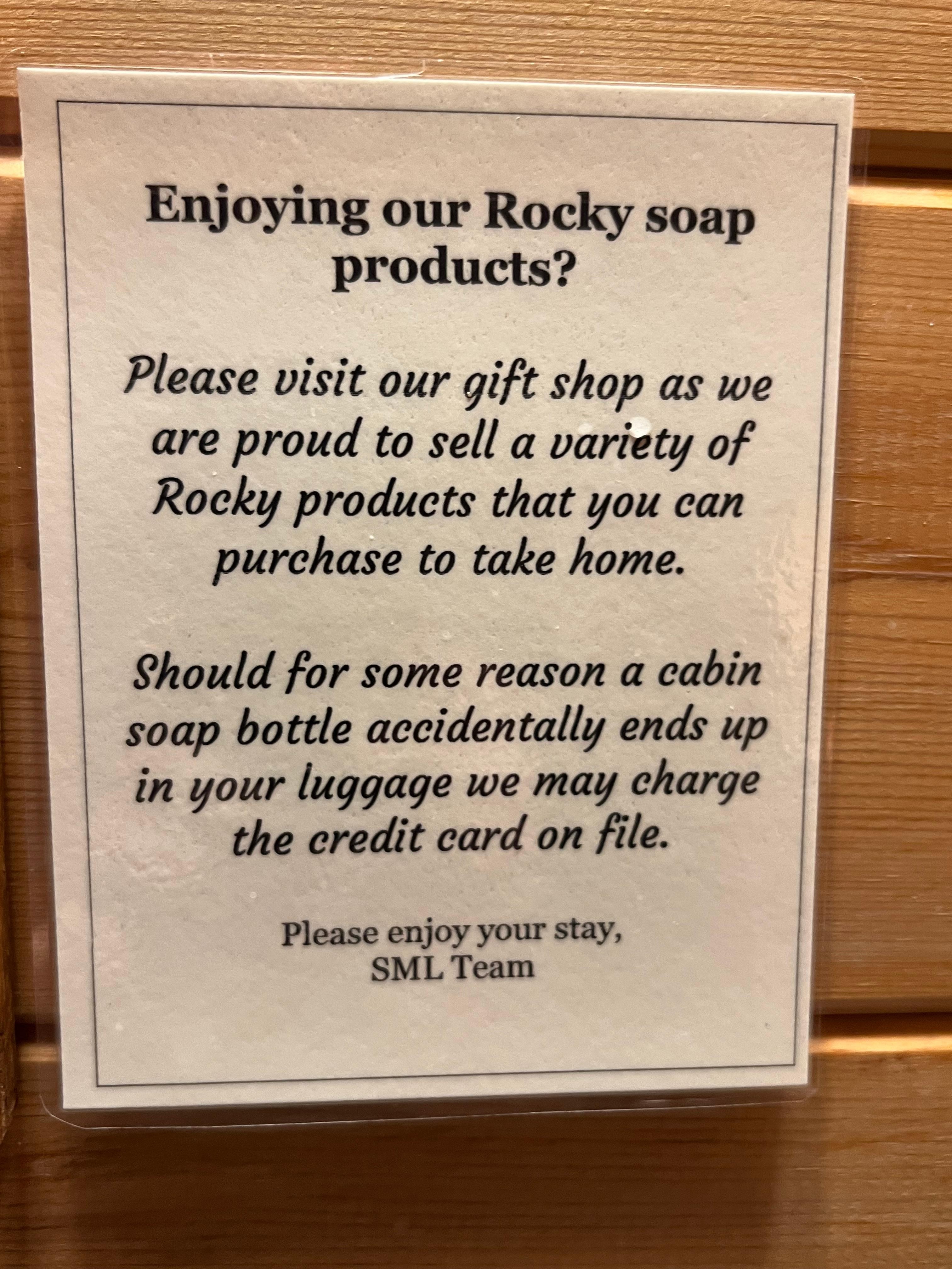 Sign in the Cabins
