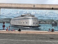 Cool downtown mural on our walk