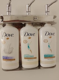 Toiletries in the shower.