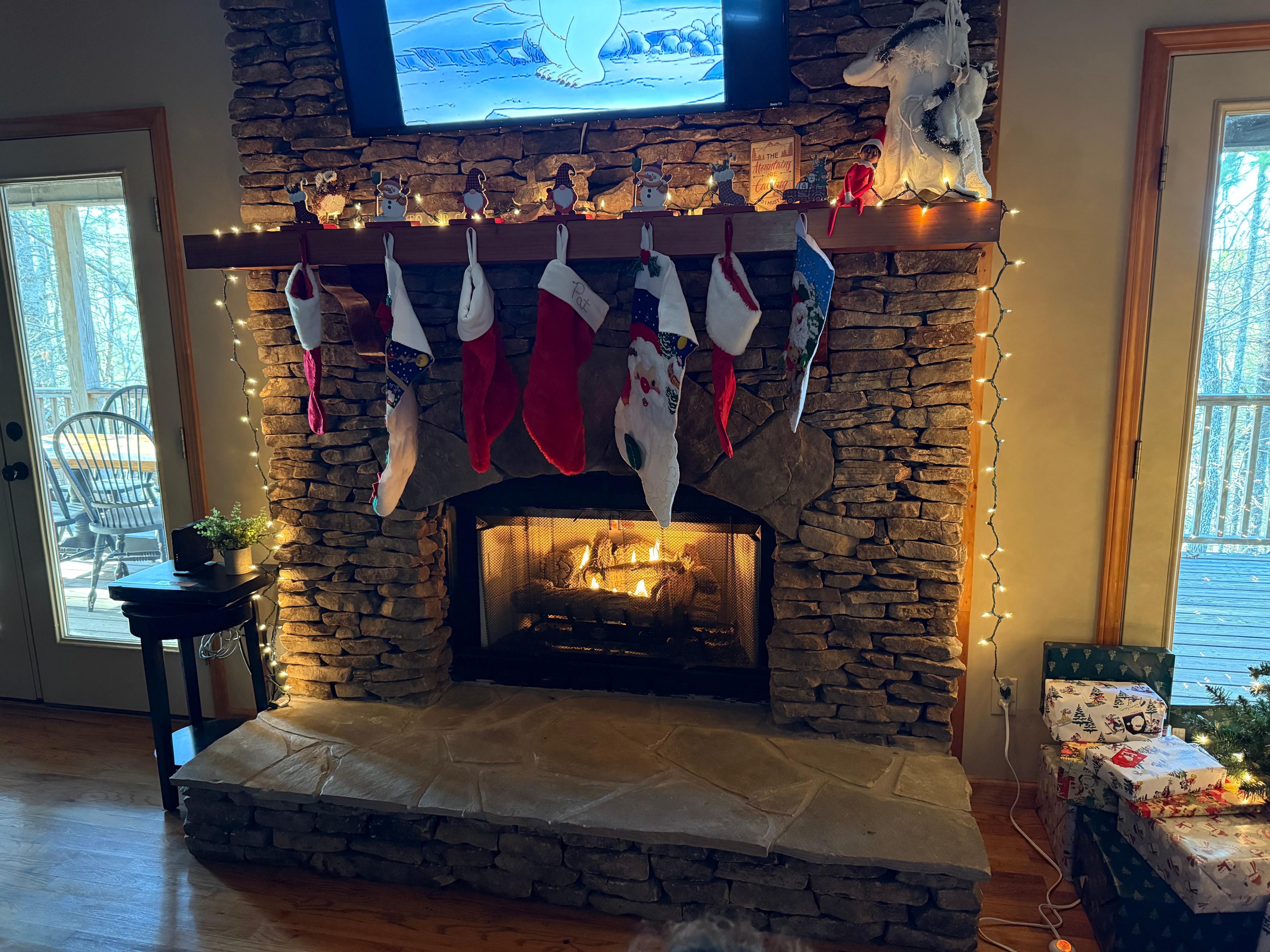 We brought our own stockings for Santa.