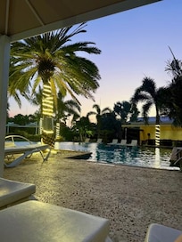 Enjoying the late afternoon/early evening by the pool