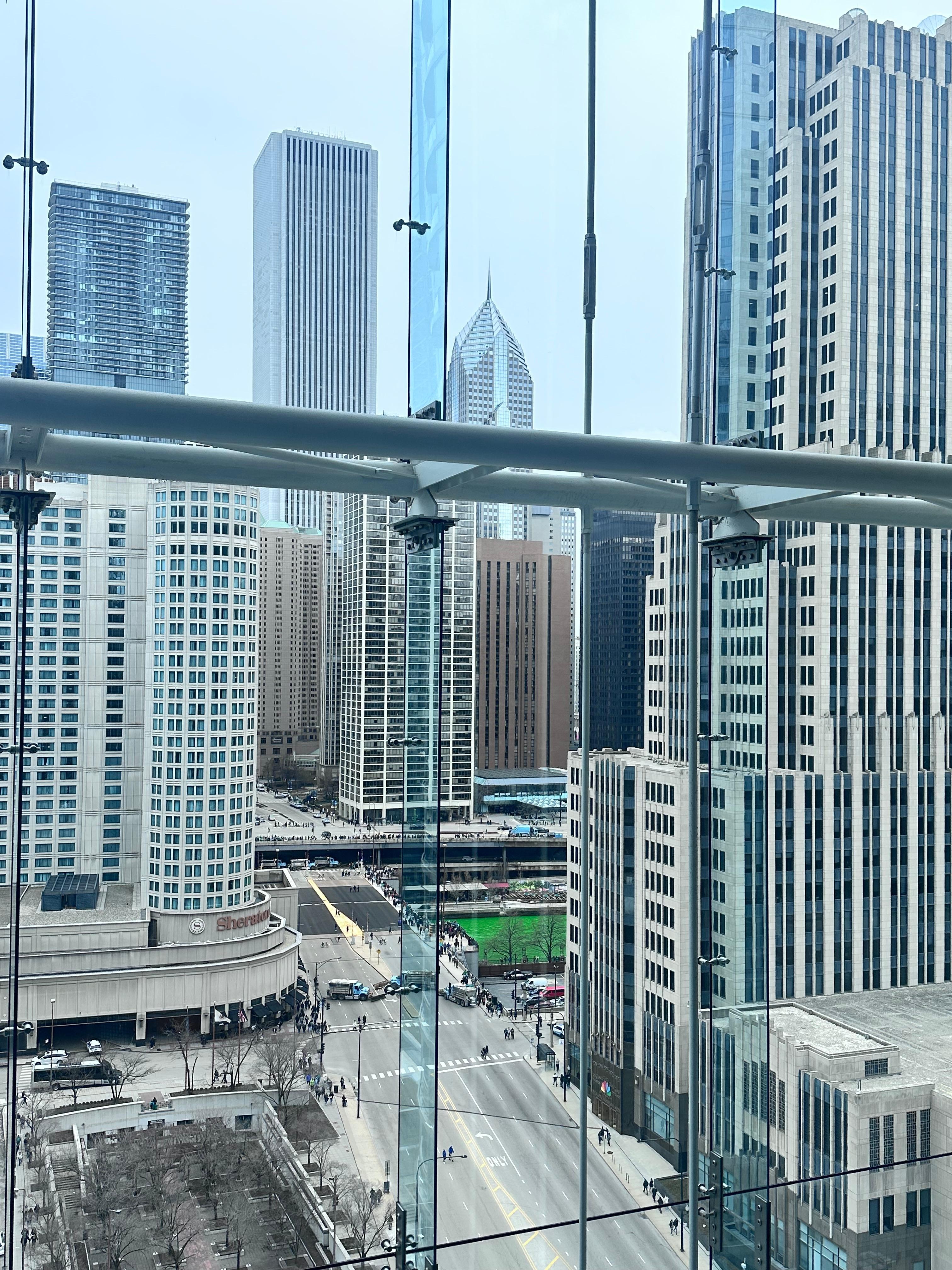 Great views and you can see the Green Chicago River after it was dyed!