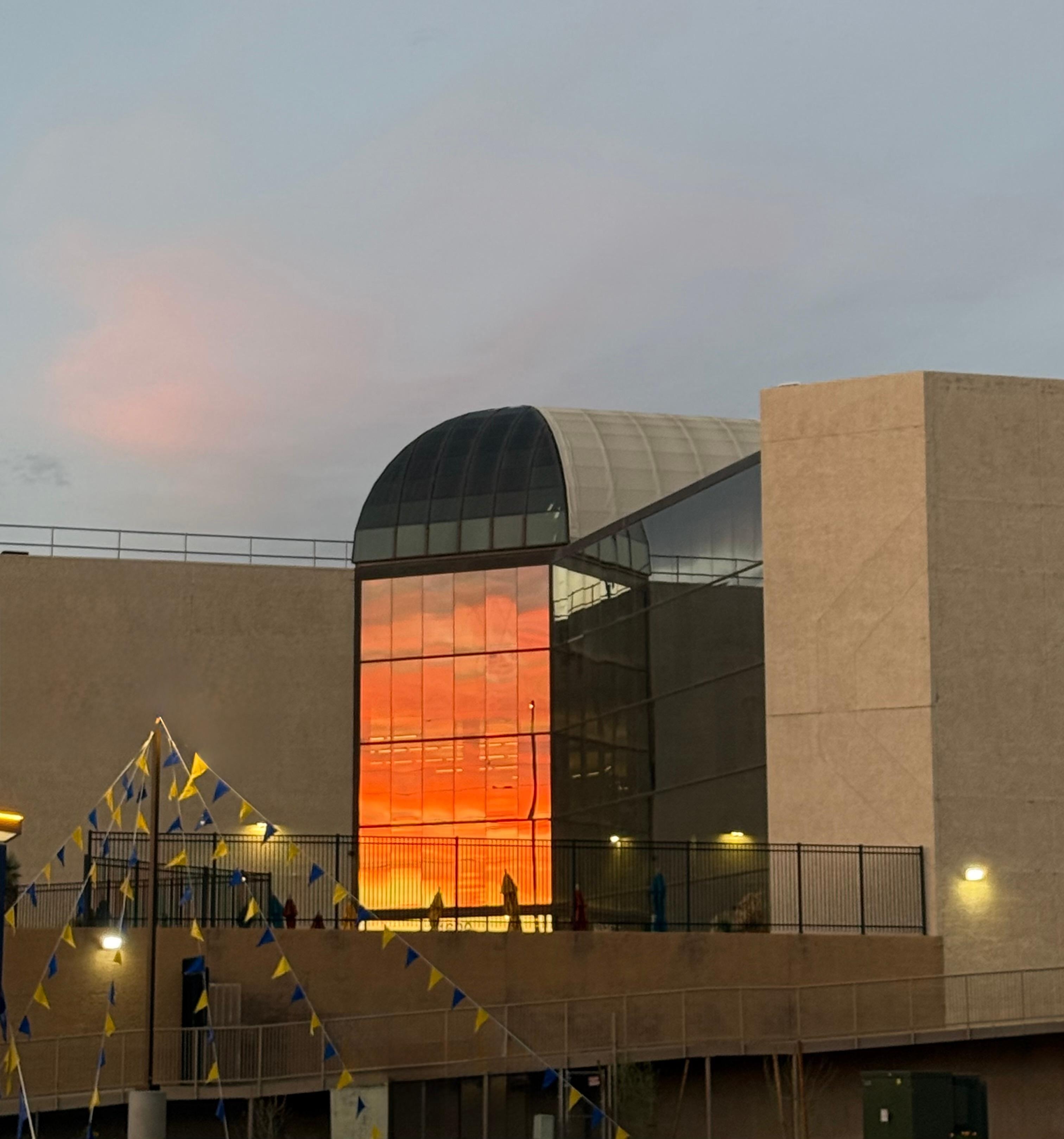 Reflection of sunset from Tucson Mall