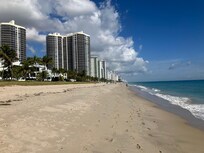 The beech circa 10 minutes leisurely walk away. Walk over the bridge and turn right at the end of the road
