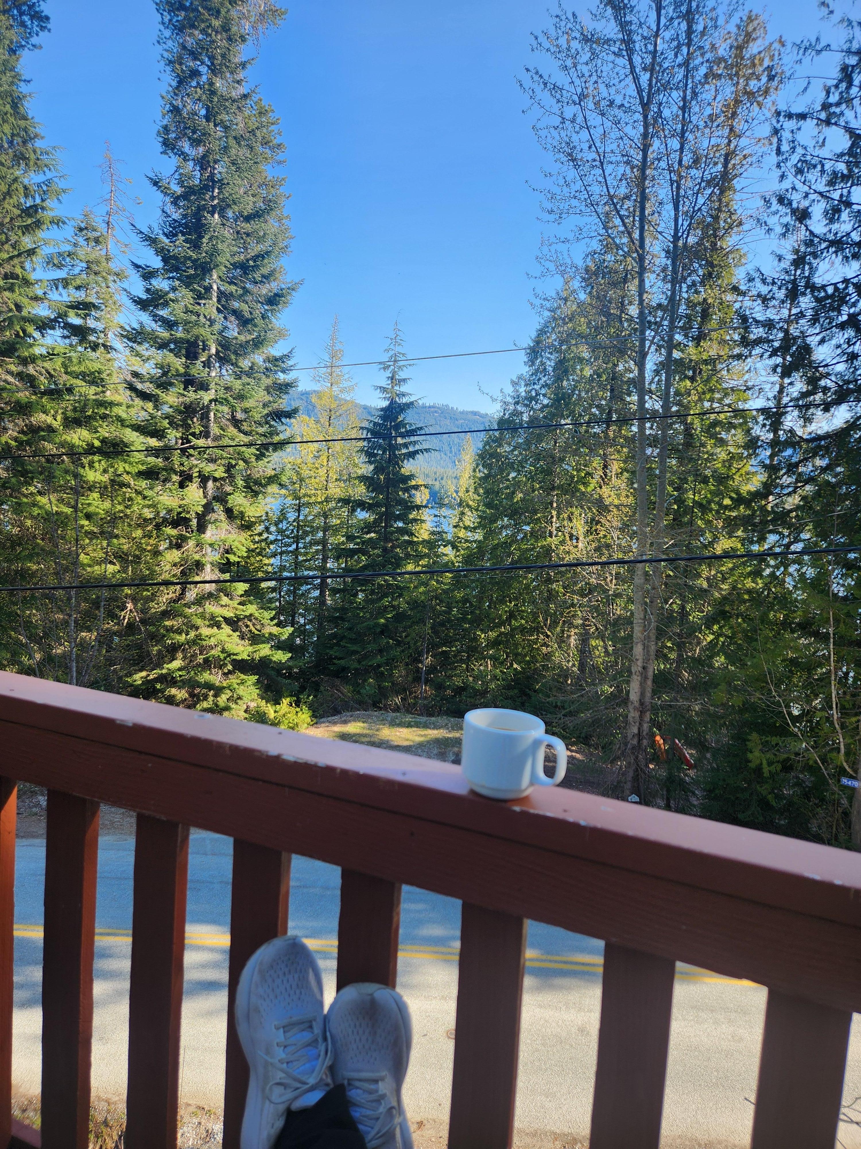 Enjoying coffee on the deck!