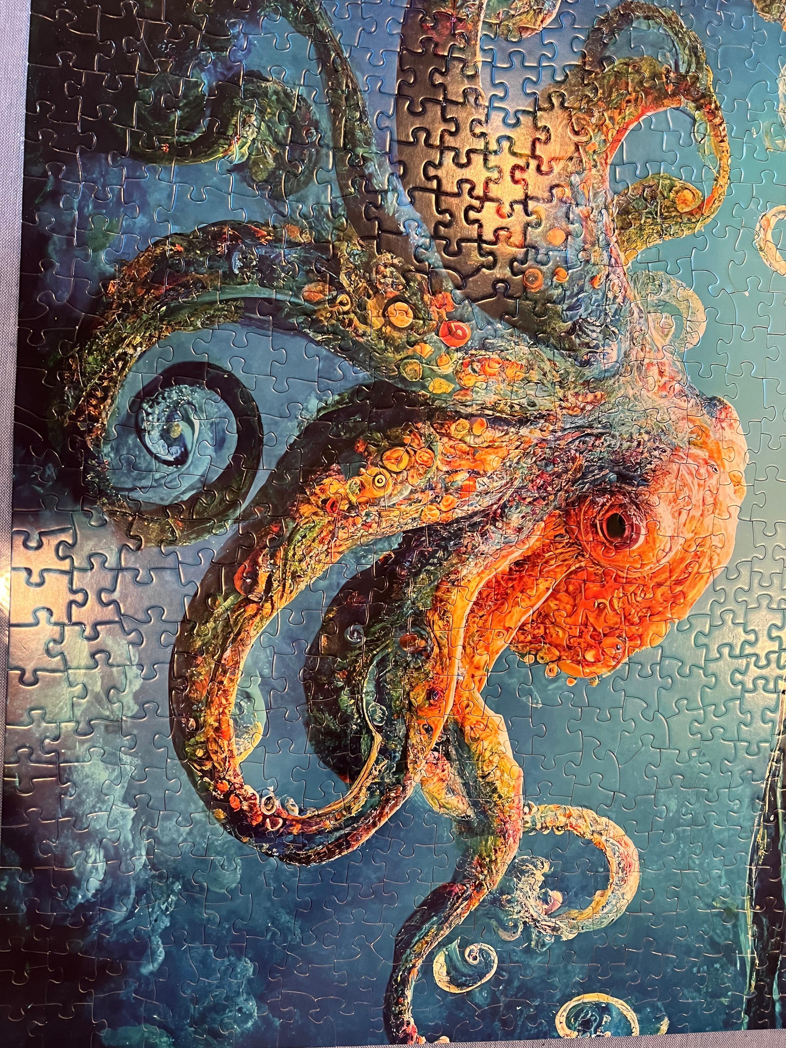 Jigsaw puzzle on long dining table 