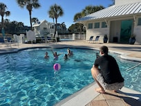 Heated pool was awesome to have in January!