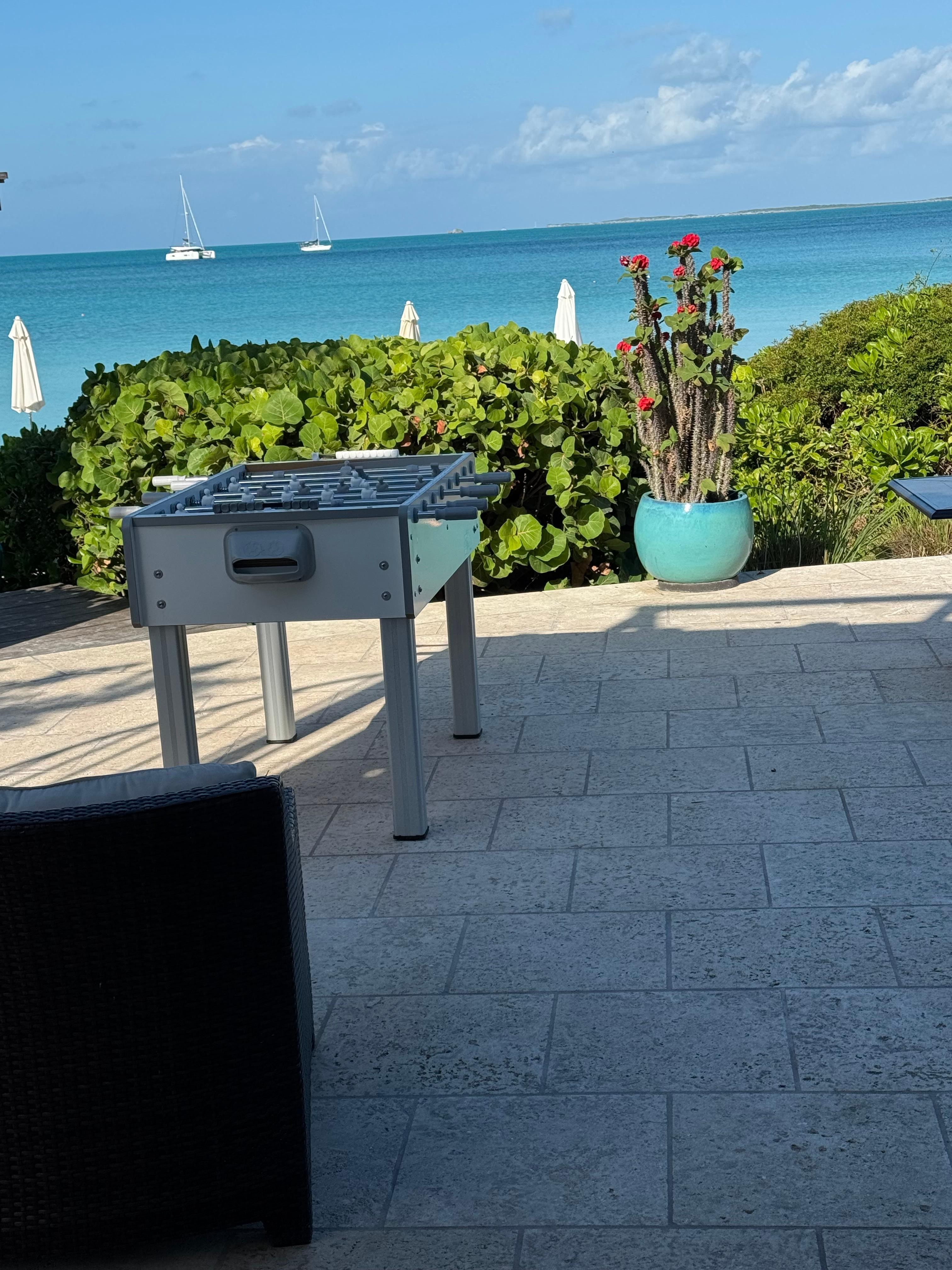 Tons of deck space, equipment, lounges , even on the beach