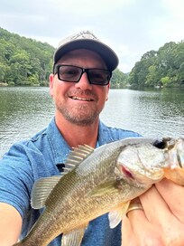 Lots of small largemouth bass. Hooked up right off the dock with a Texas rigged brown work.