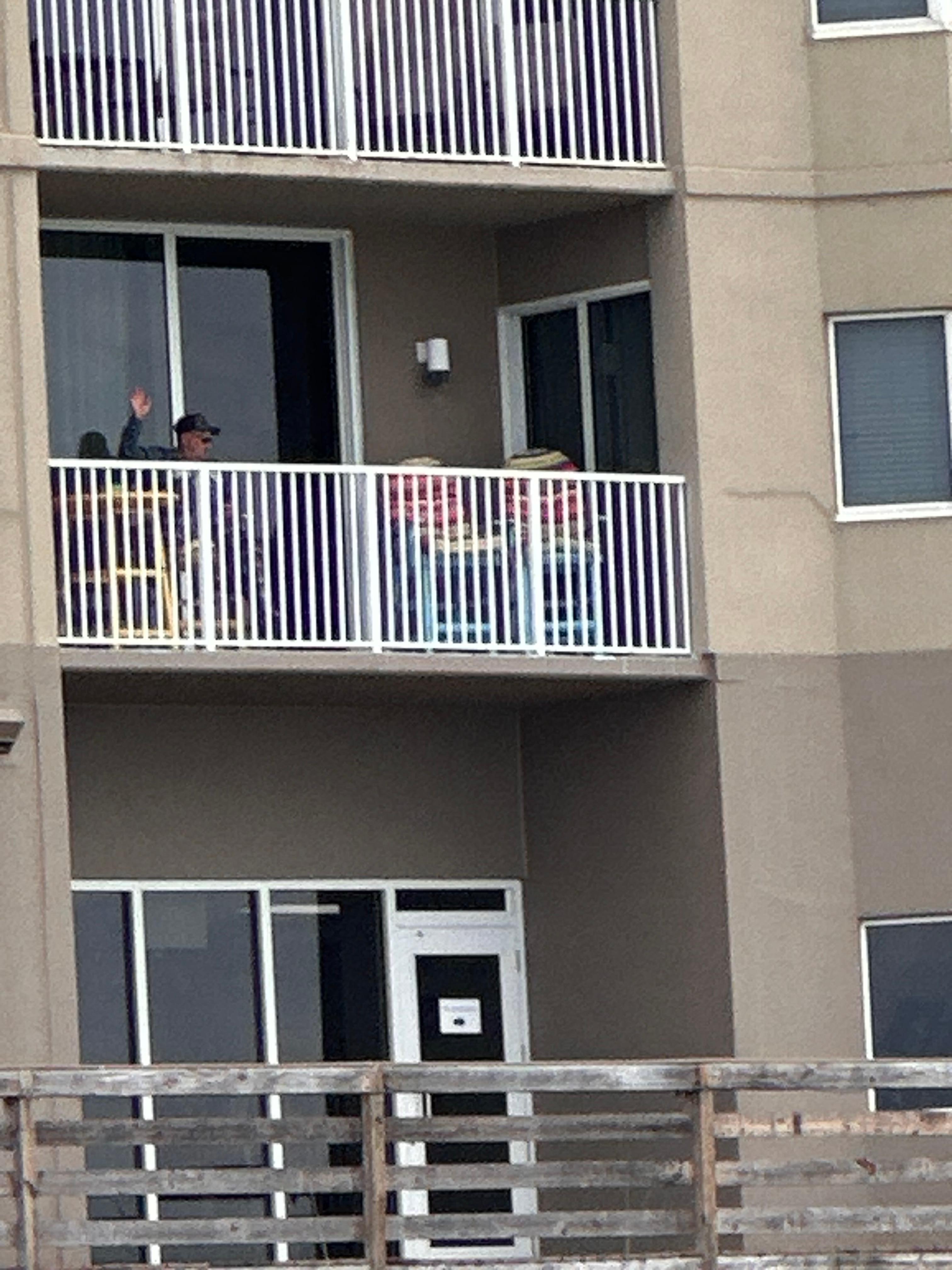 The colorful chairs on the balcony is Room 102