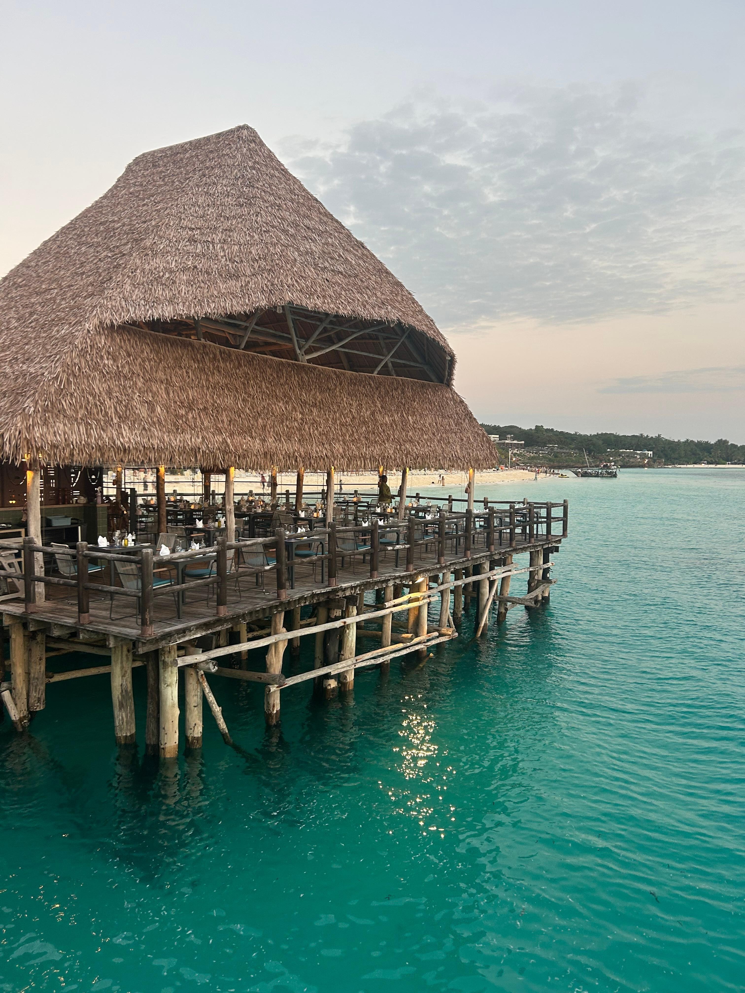 View of bar and restraunts from beach 