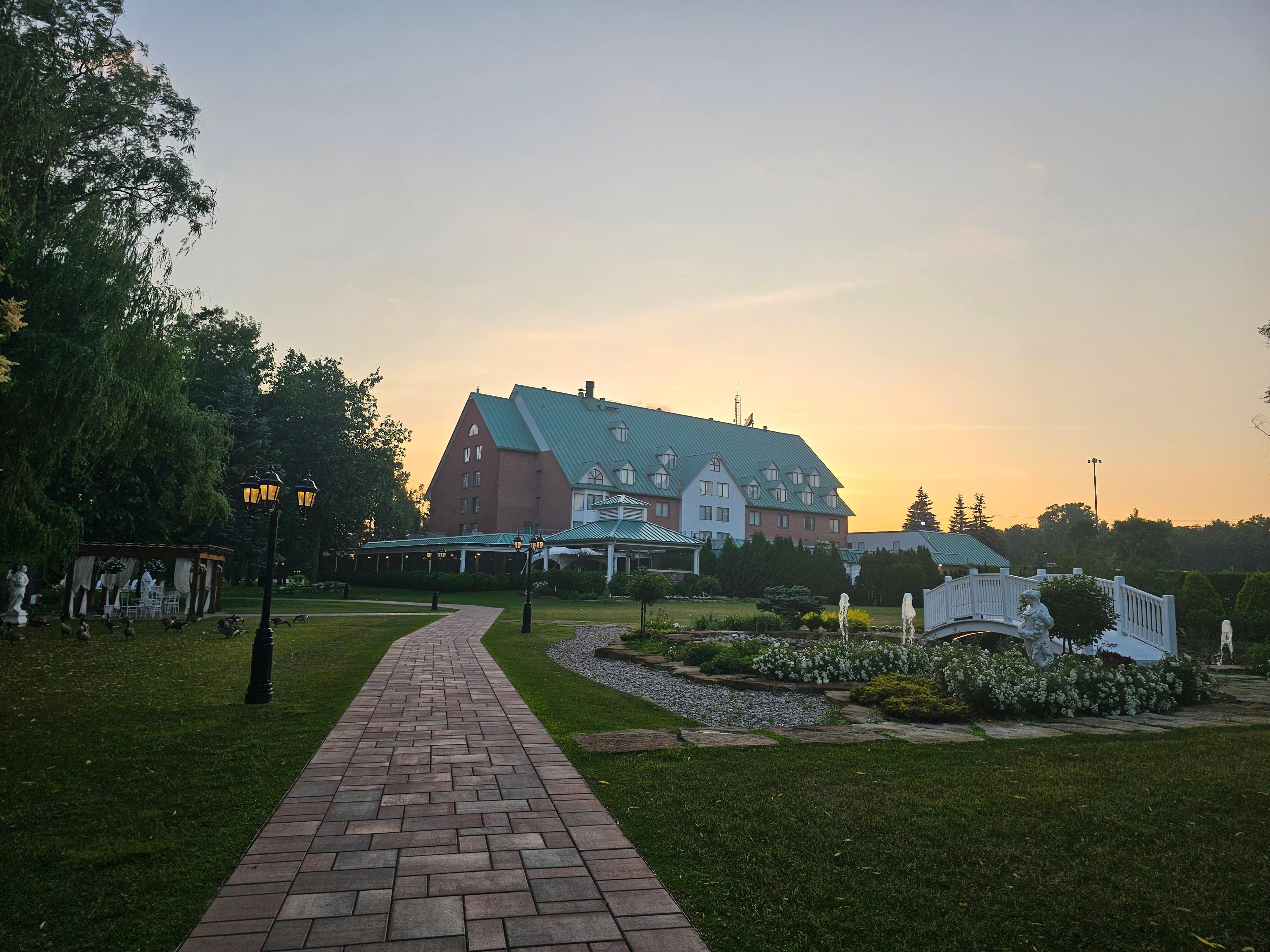 View of hotel from garden