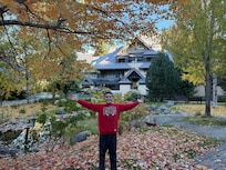 Autumn Leaves falling outside our place