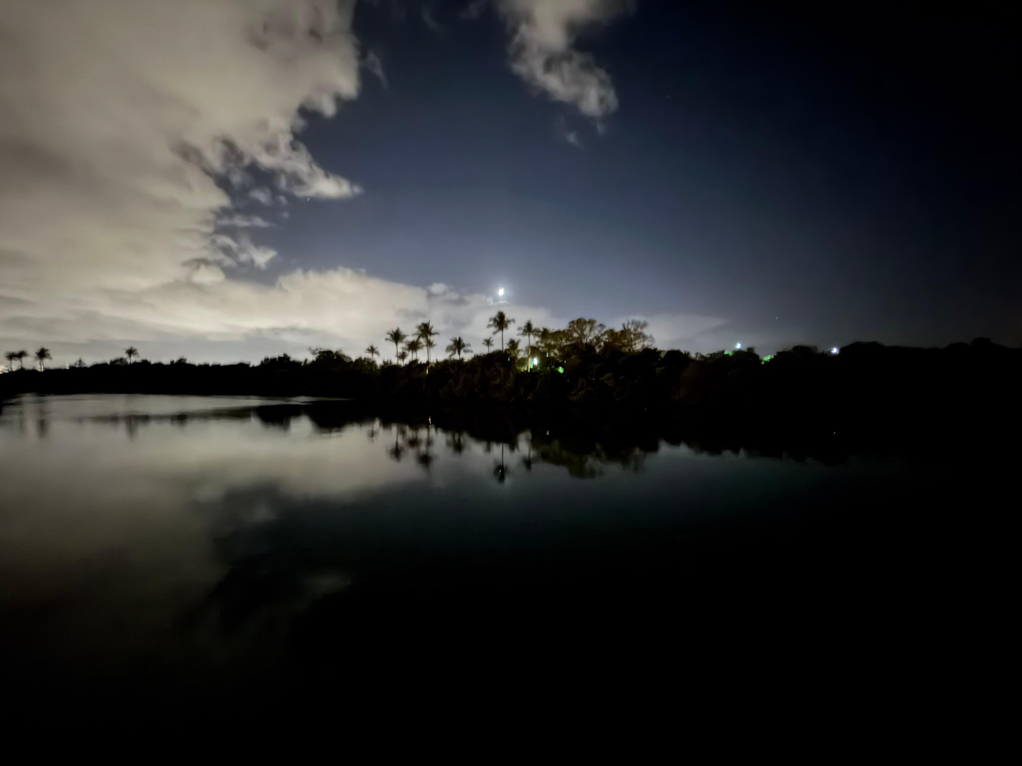 Nighttime view from the boat