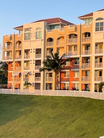 Our balcony is behind the palm tree!!