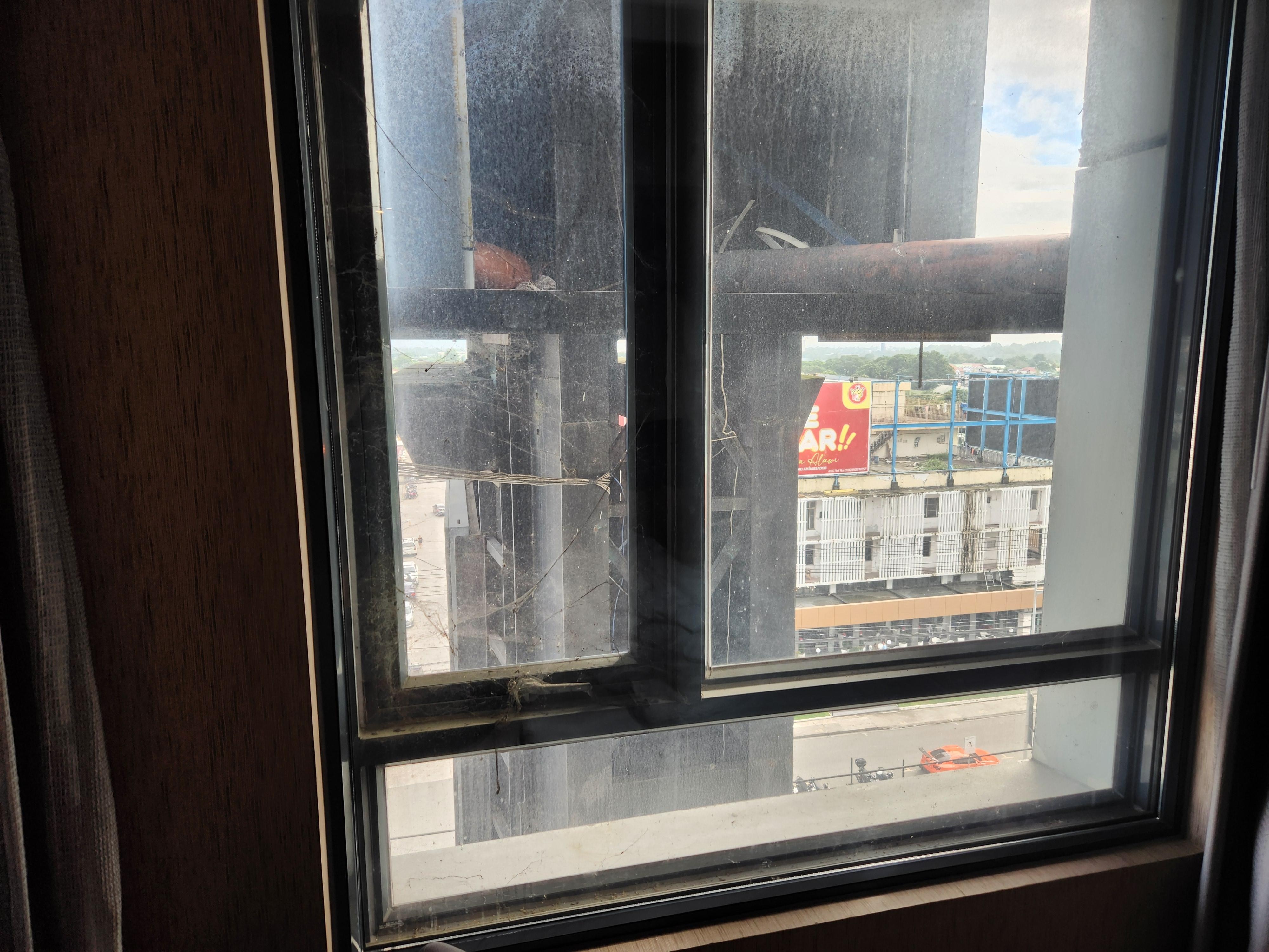 Cobwebs in the window.. look at that view!!