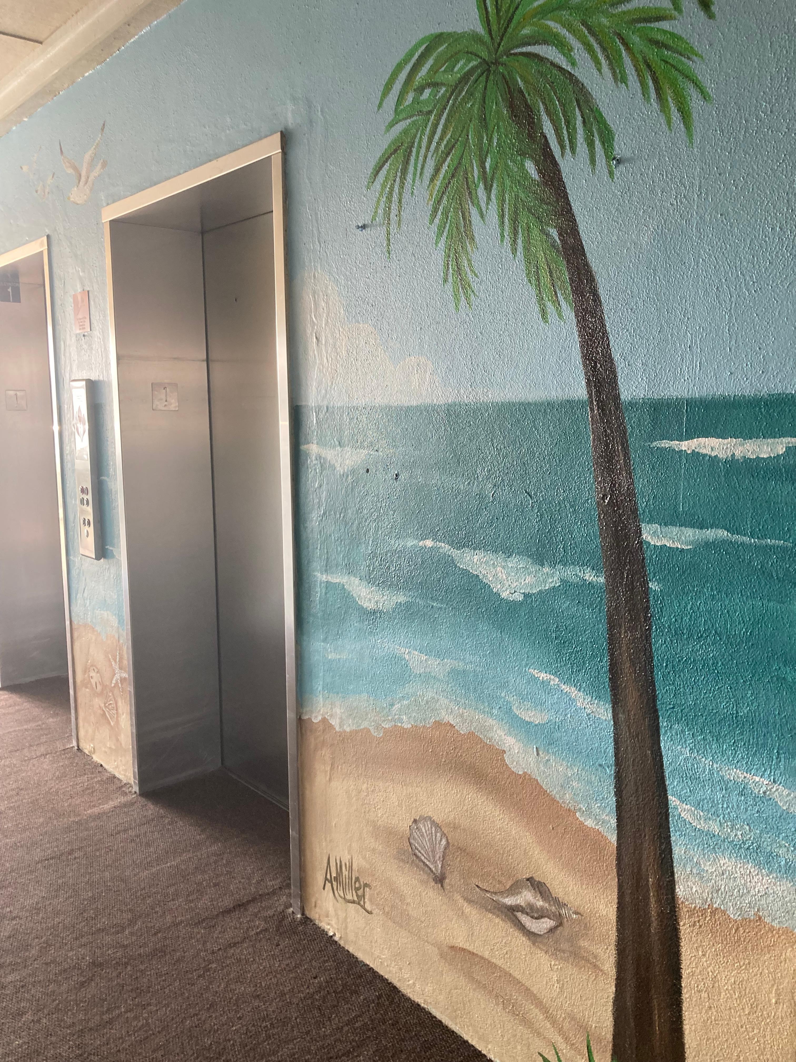 This first floor elevator area was painted during my stay… nice!