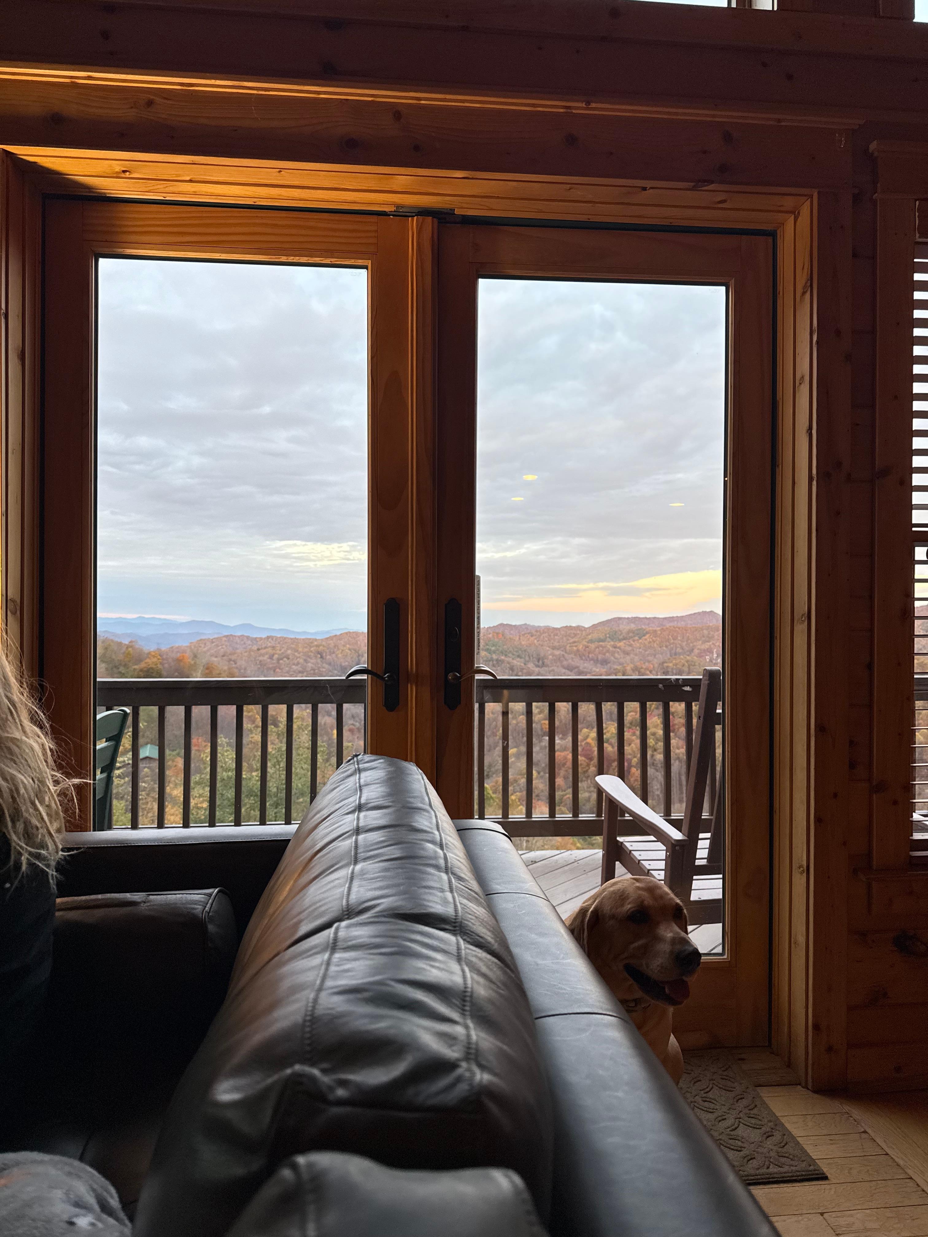 View with my morning coffee. A little too cold to be on the deck but tucked in by the fire 