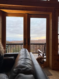 View with my morning coffee. A little too cold to be on the deck but tucked in by the fire