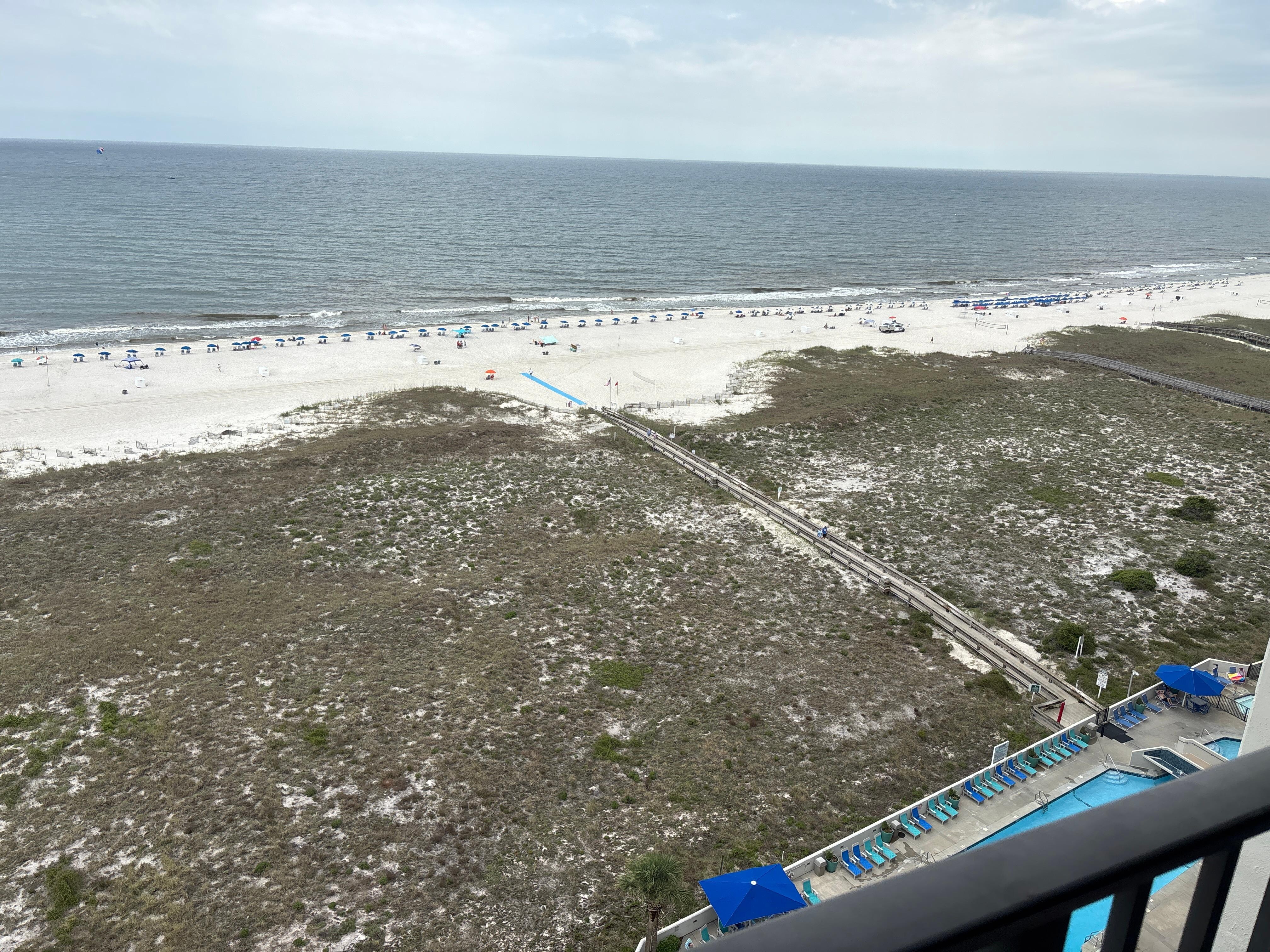 View from balcony with to flag warning