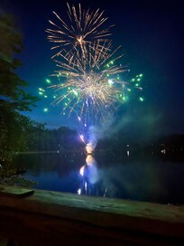Fireworks show at the lake fourth of July