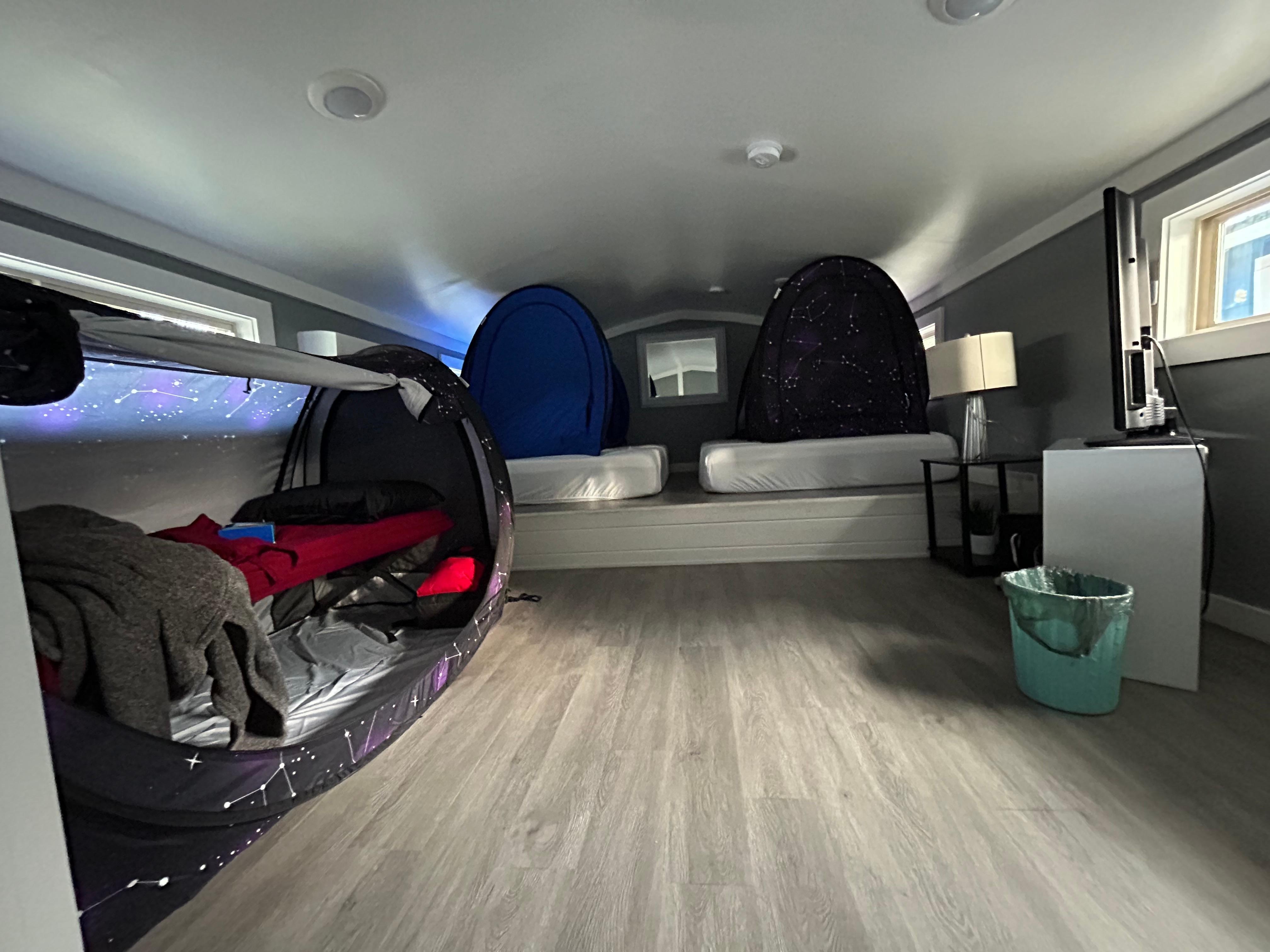 I bring little tents and a cot to make this an epic cozy place for a 11, 14 and 16 year old to bond and still have privacy.