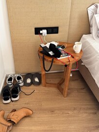 No bedside drawer for PJs, etc so you end up with a mess