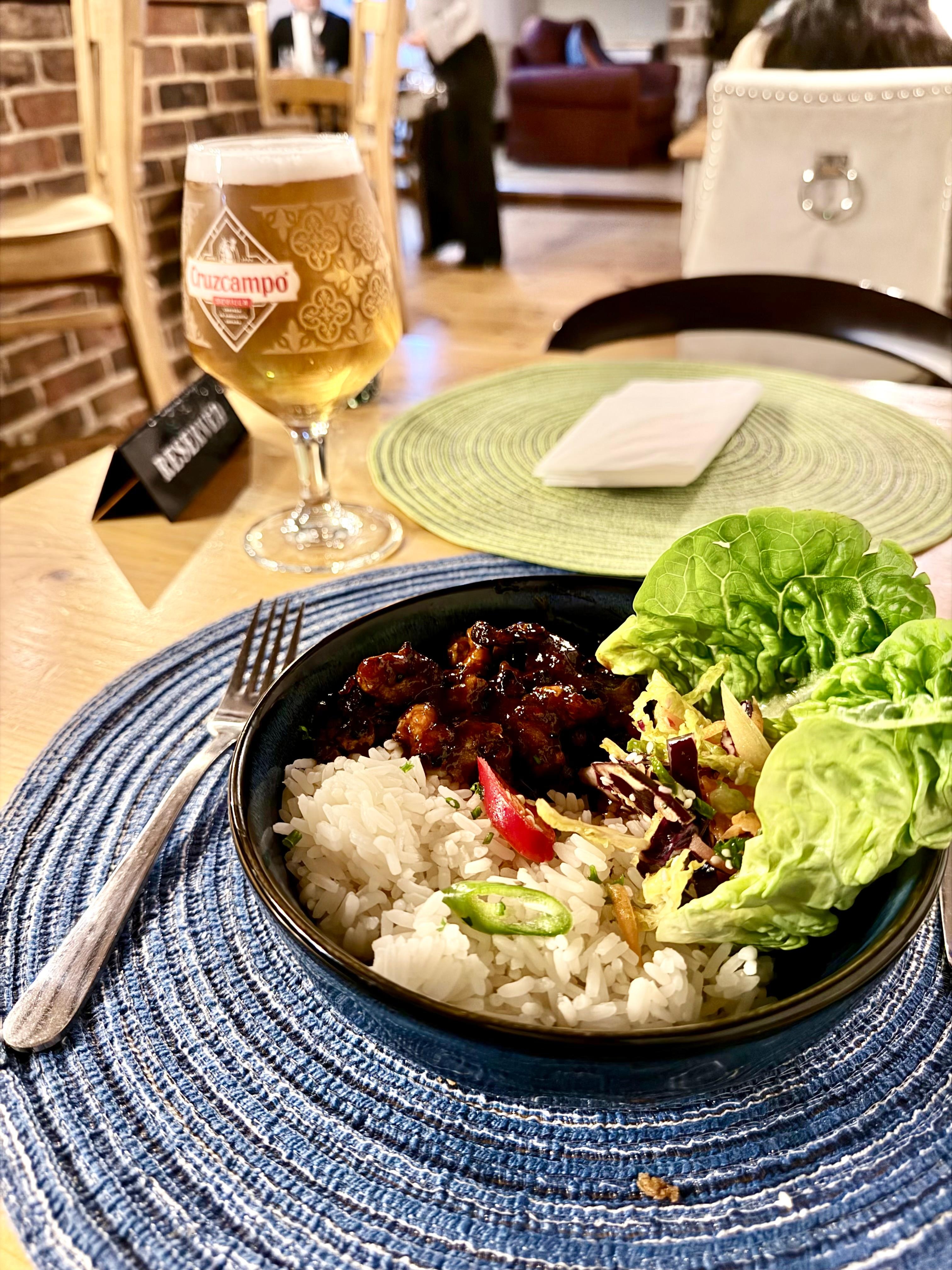 Korean barbecue pork belly rice bowl. Really tasty.