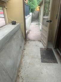 Path to outdoor veranda, dirty