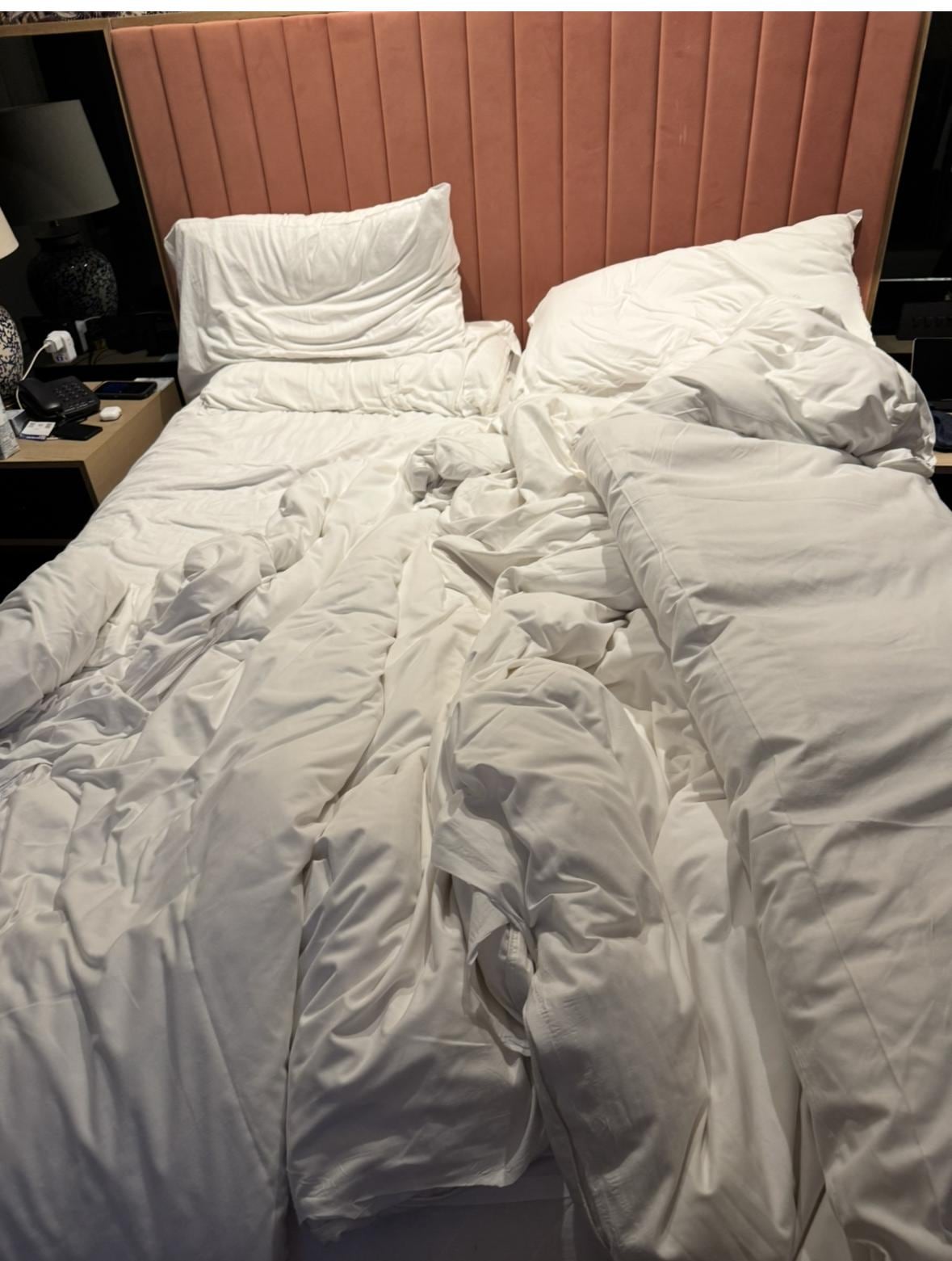 What the front desk staff claimed was a king-sized bed.