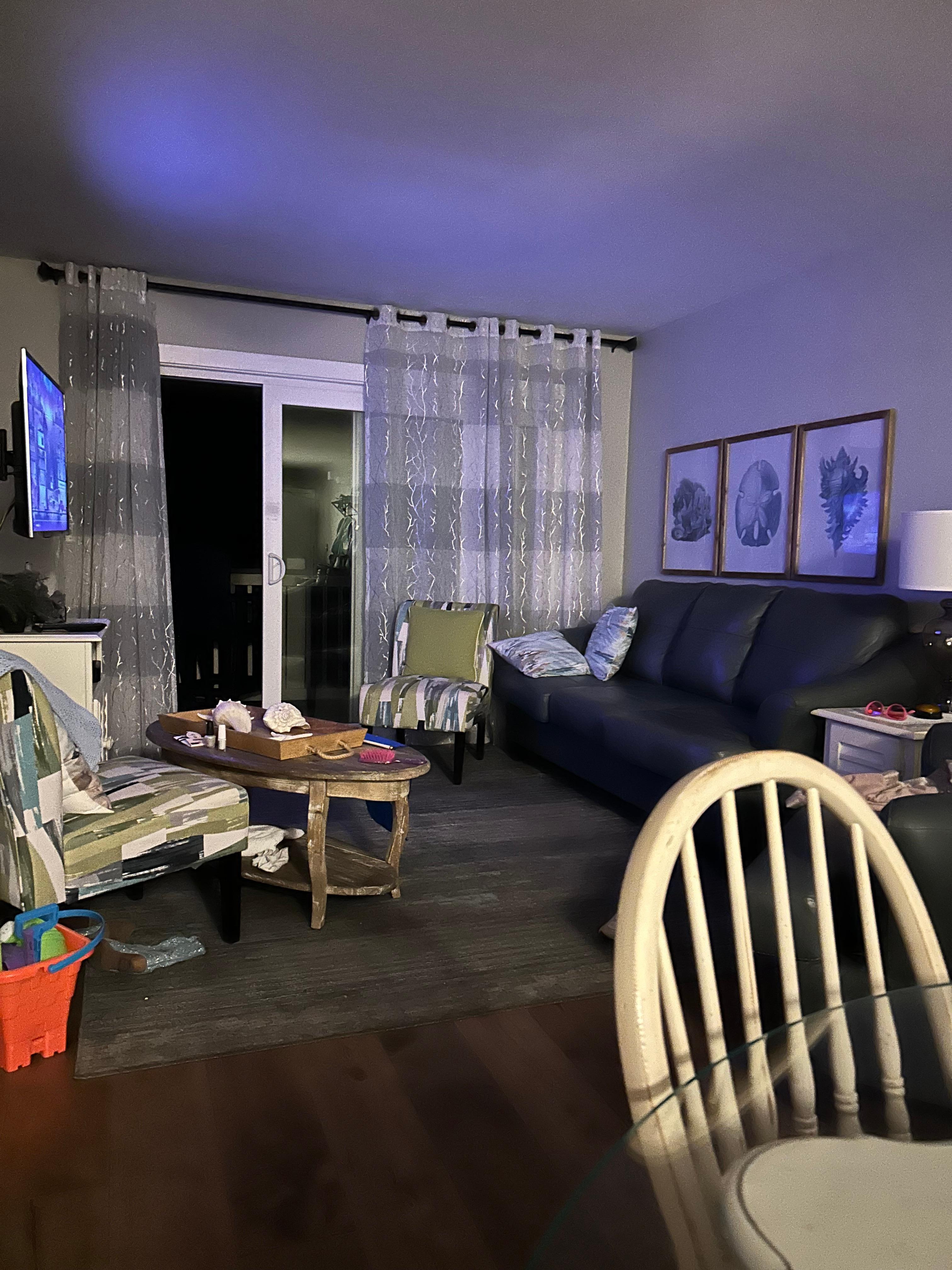 Indoors in the evening 