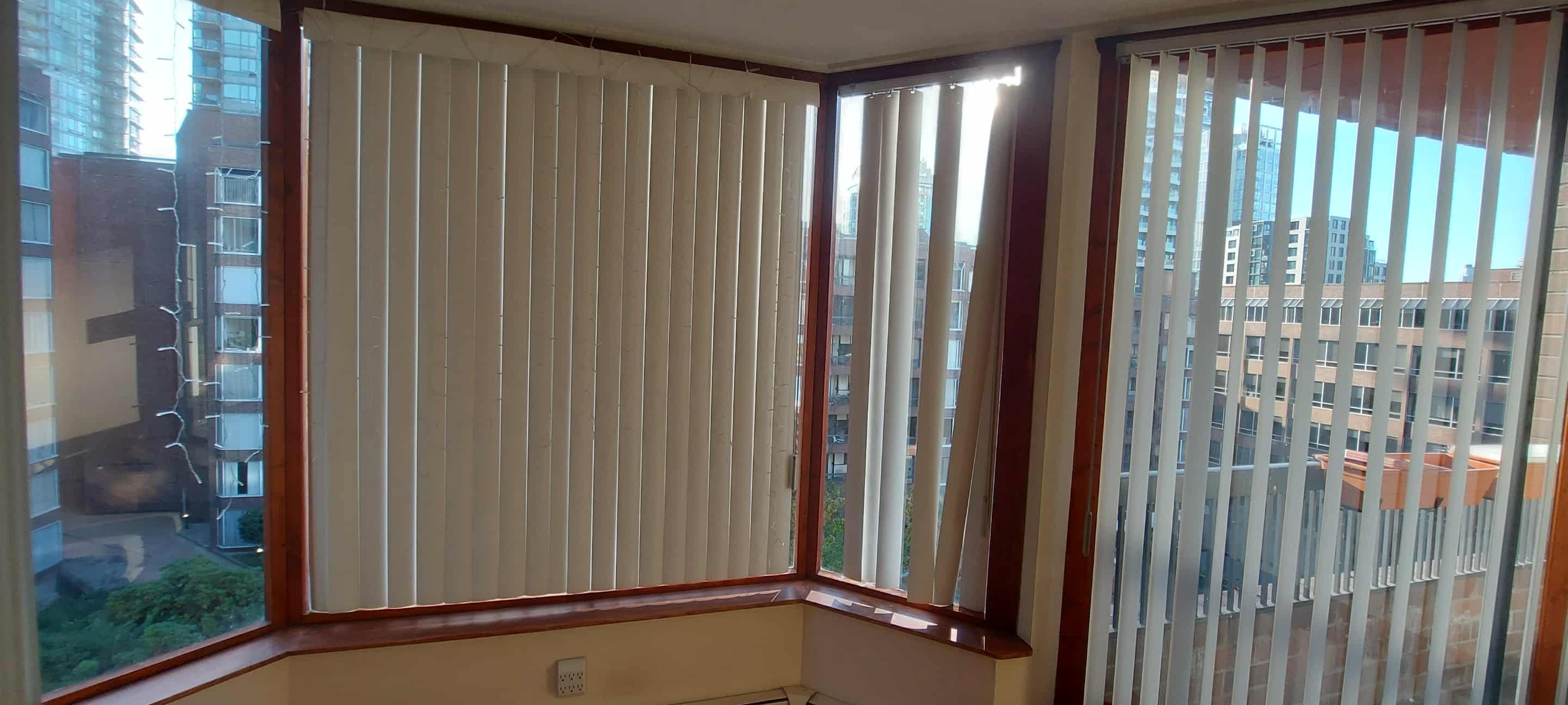 Missing blinds.  There are some string lights but the batteries were dead.