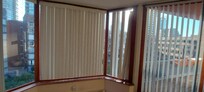 Missing blinds. There are some string lights but the batteries were dead.