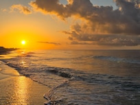 Sunrise behind the hotel