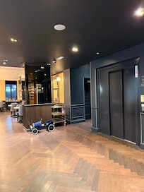 Desk and elevators