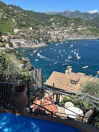 View of Minori & Maiori from villa is spectacular! Fun to watch all the yachts!