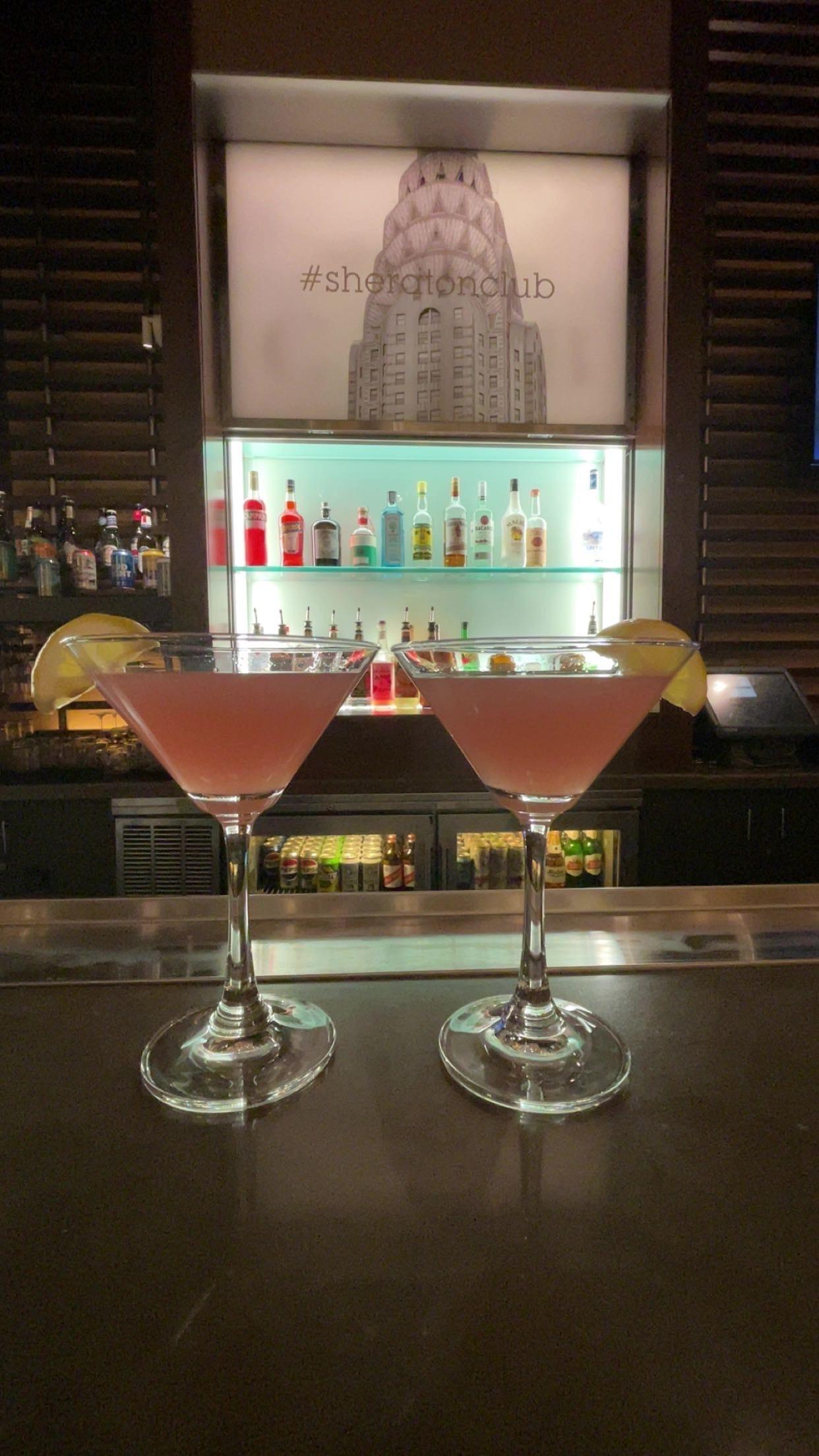 Bar area with a yummy raspberry martini 