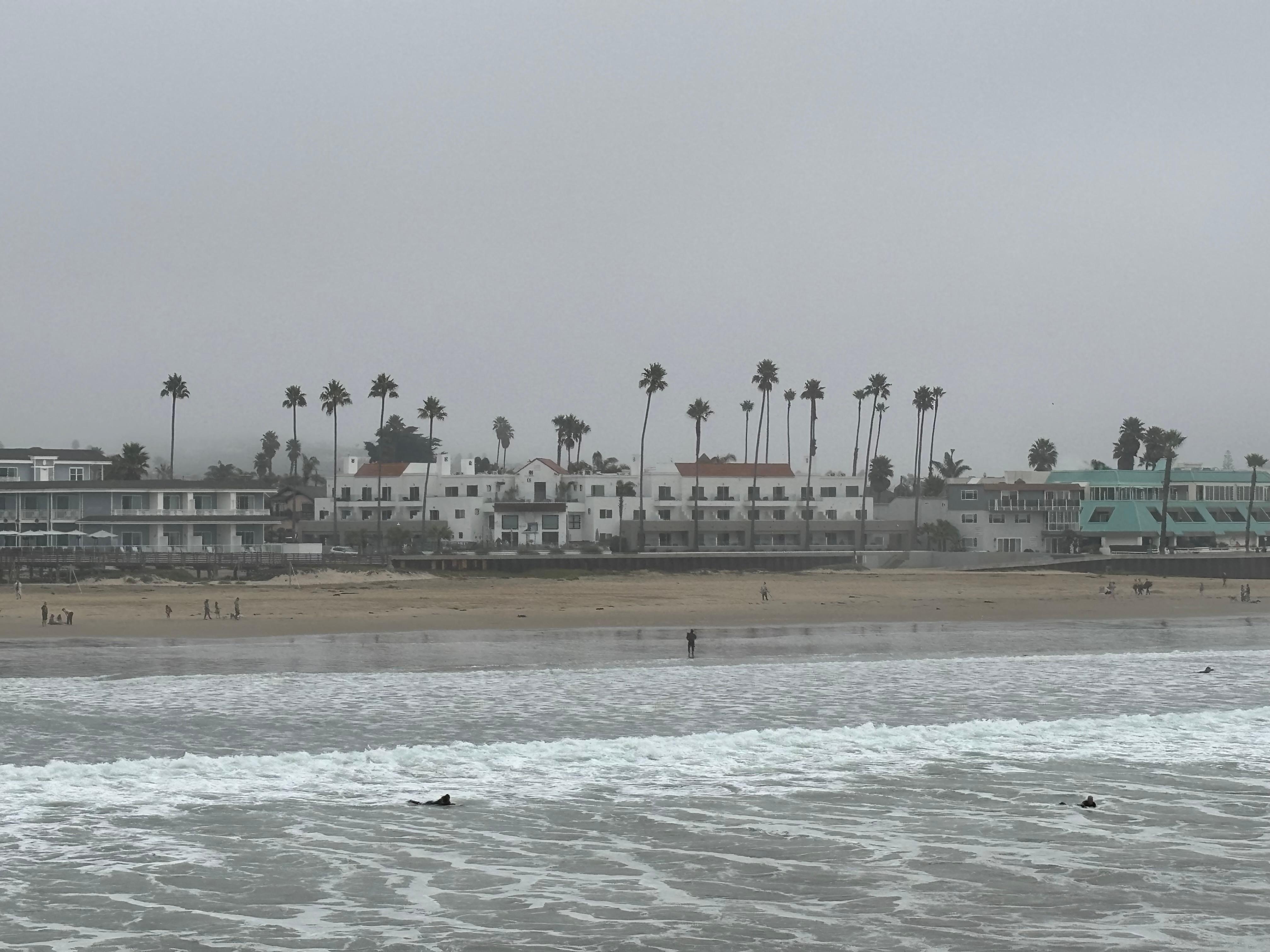 View of the hotel from the pier. 